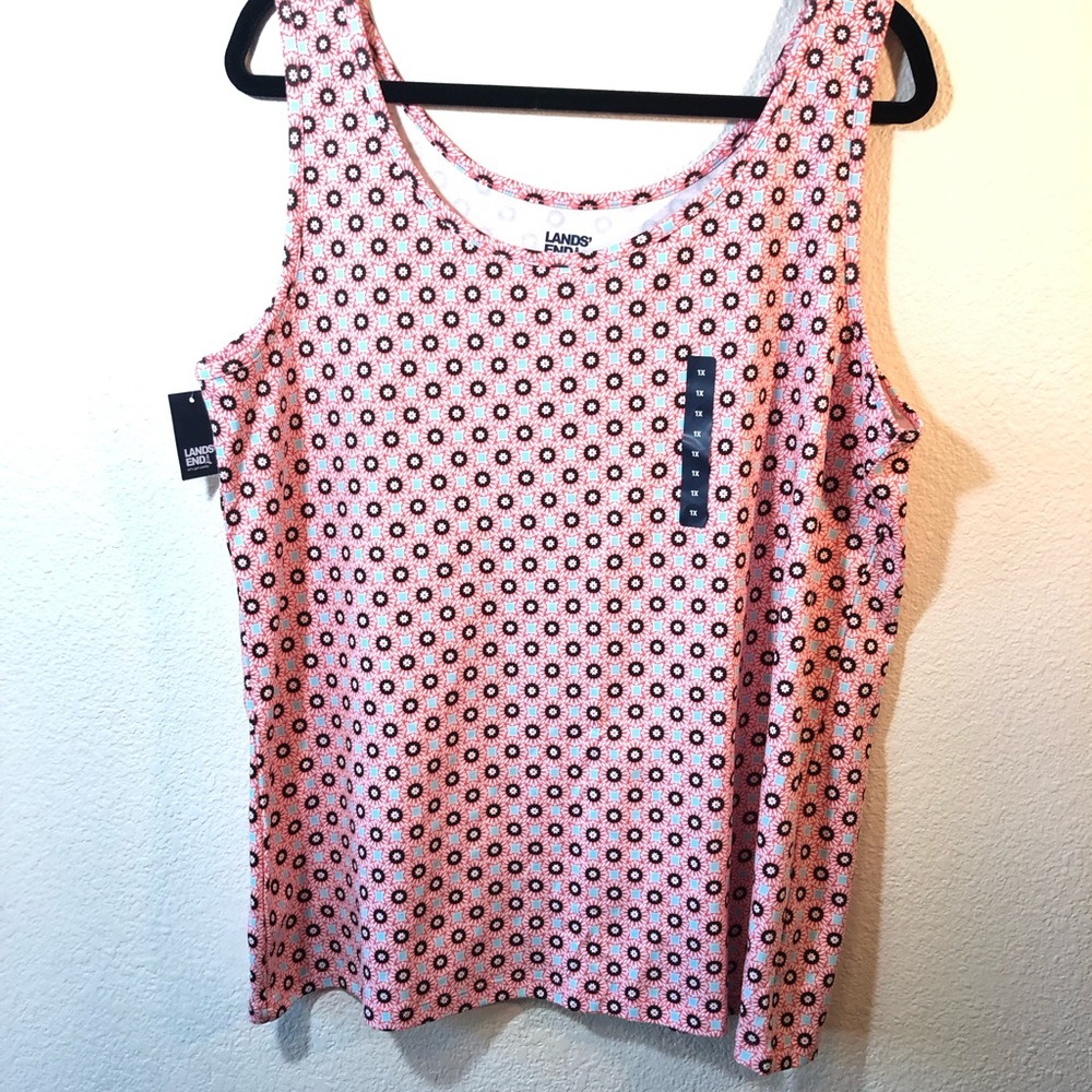 Lands' End Pink Floral Print Tank Top